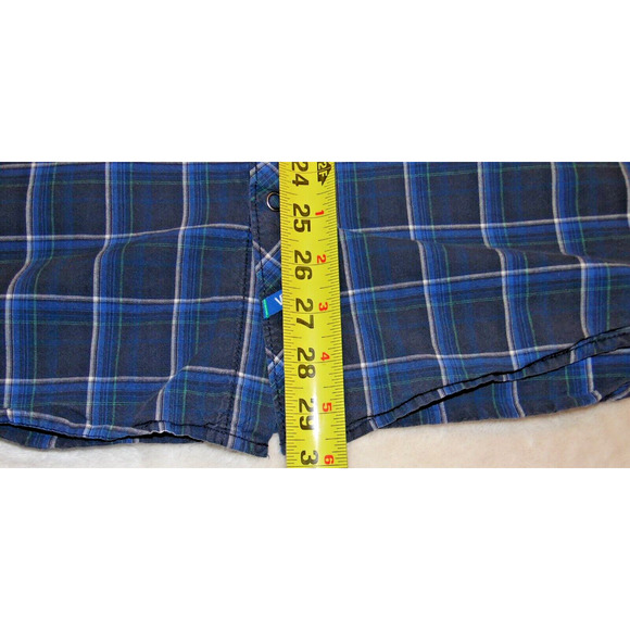 Vans Shirt Men's‎ Medium Blue Western Plaid Snap Button Long Sleeve - Picture 13 of 16
